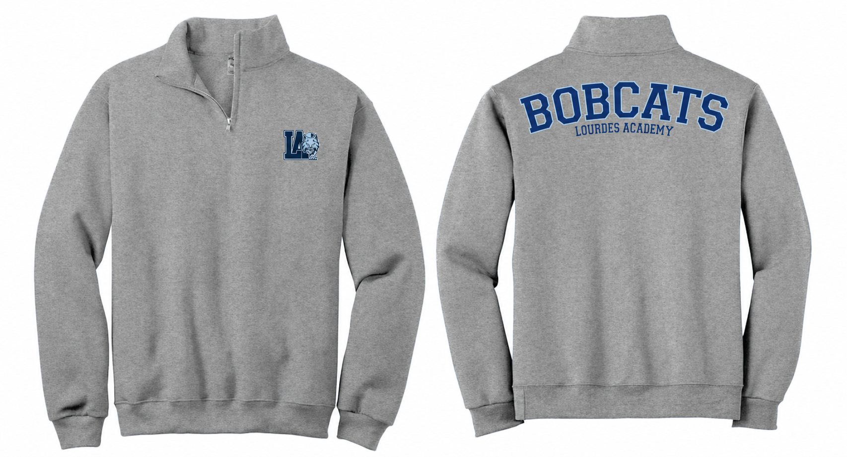 Bobcats Uniform 1/4 Zip Sweatshirt, Oxford Grey