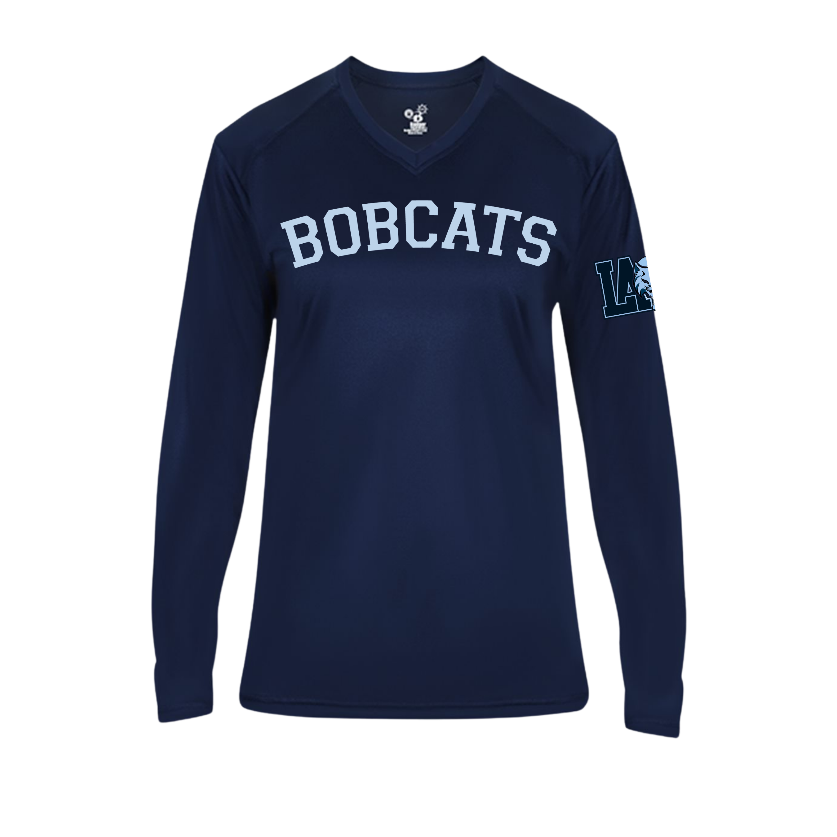 BOBCATS Long-Sleeve Performance V-Neck T-Shirt, Navy