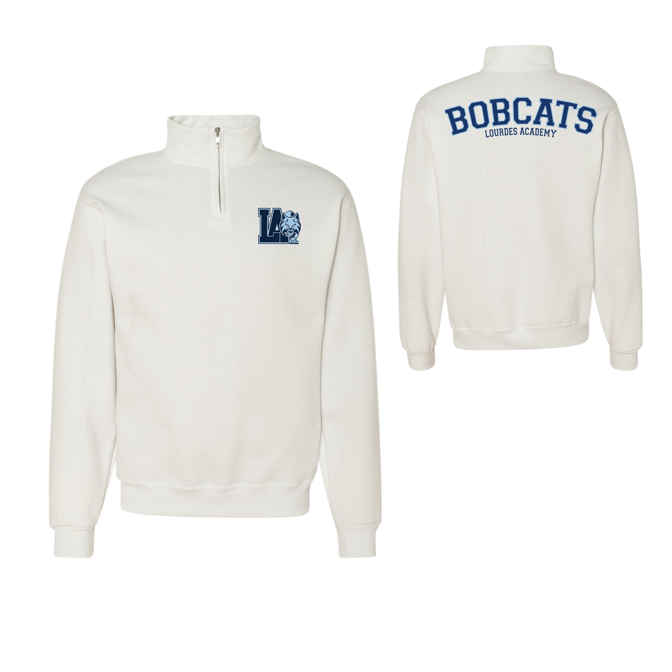 Bobcats Uniform 1/4 Zip Sweatshirt, White (Inherited)