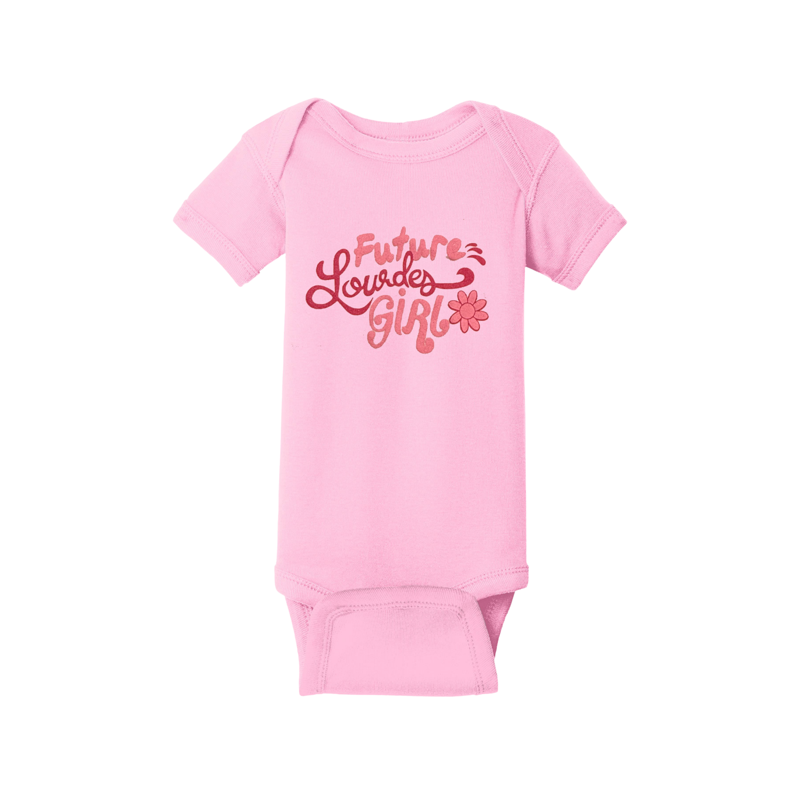 Future Lourdes Girl Baby Onesie, Pink