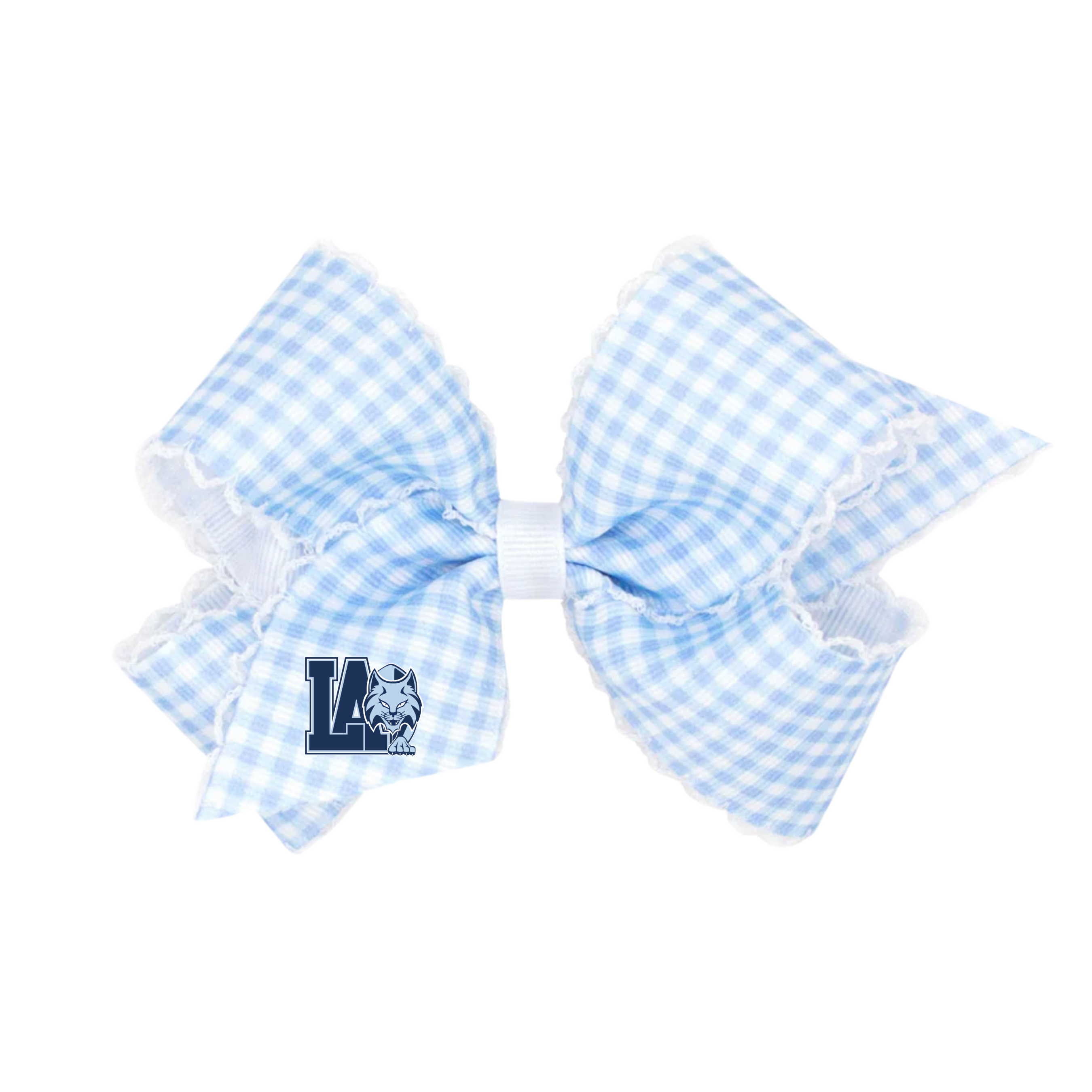 Lourdes Gingham Bow, Light Blue