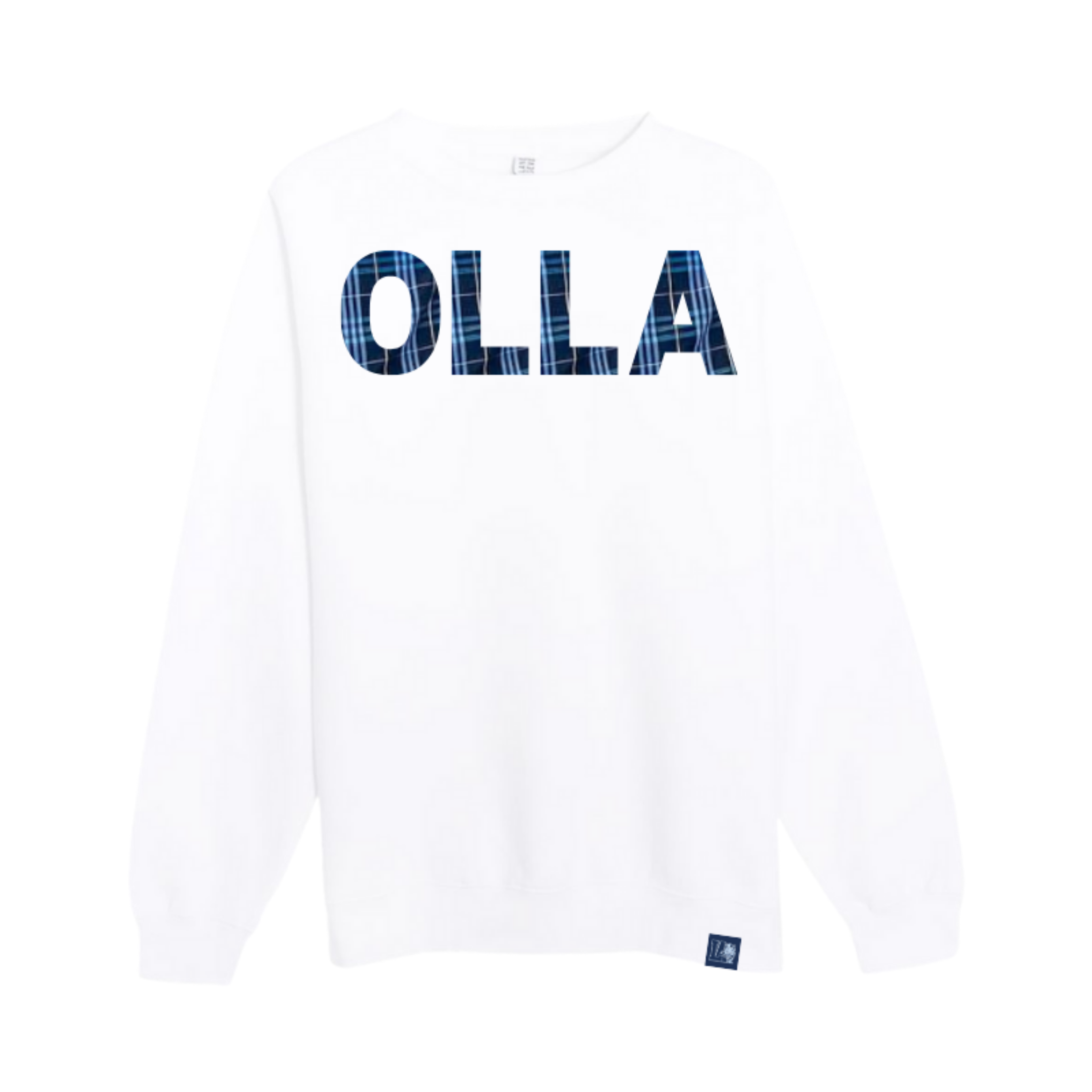 OLLA Plaid-Patch Sweatshirt, White